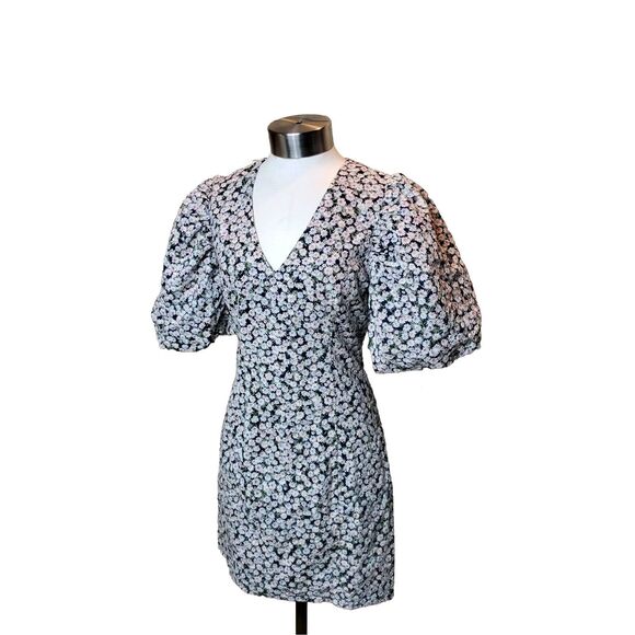 Free The Roses Embroidered Floral Mix Puff Sleeve Mini Dress Size Small - Picture 2 of 7